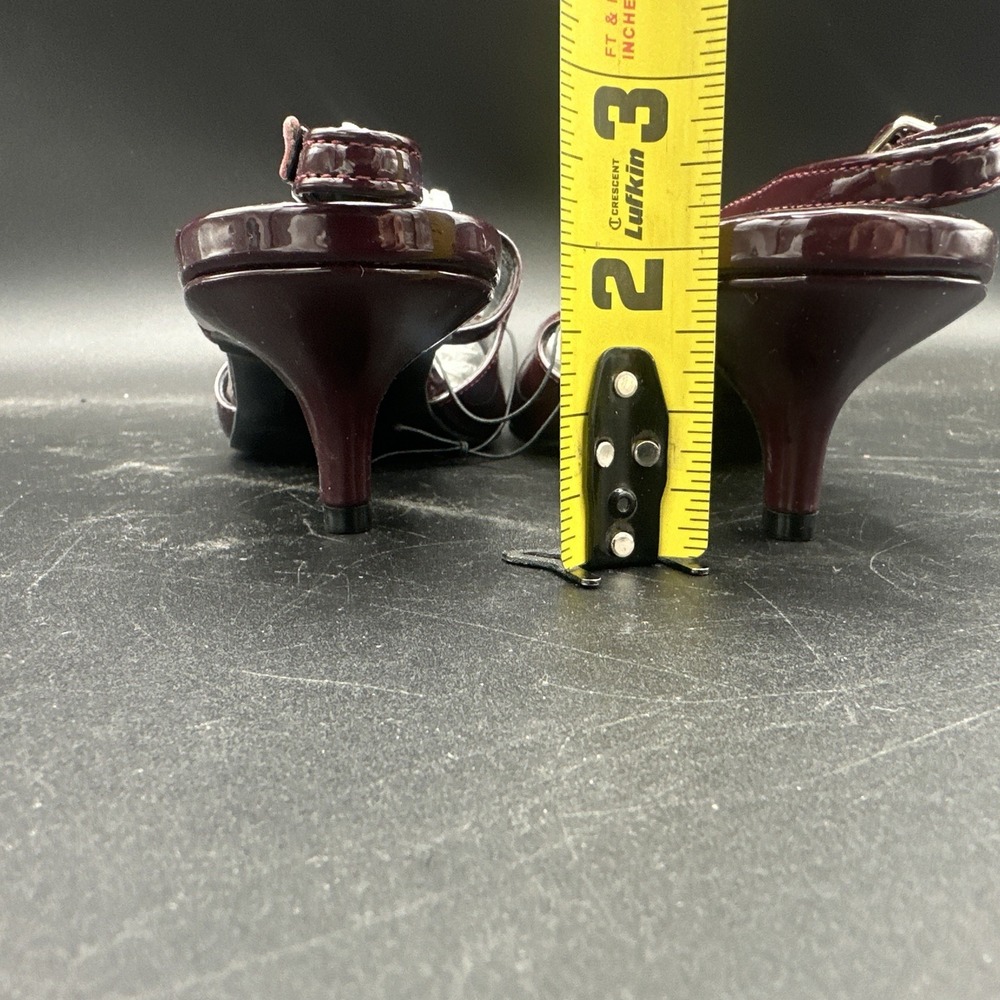 Pop Muna Women's Comfort Fit Burgundy Patent Kitten Slingback Kitten Size 9M - Picture 5 of 6